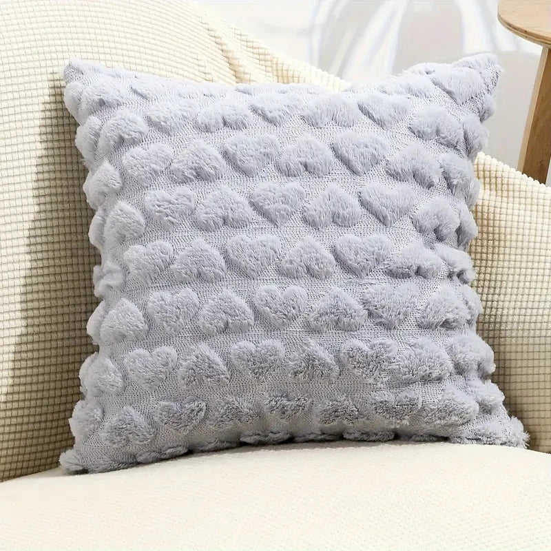 Love Heart Plush Pillow Cover