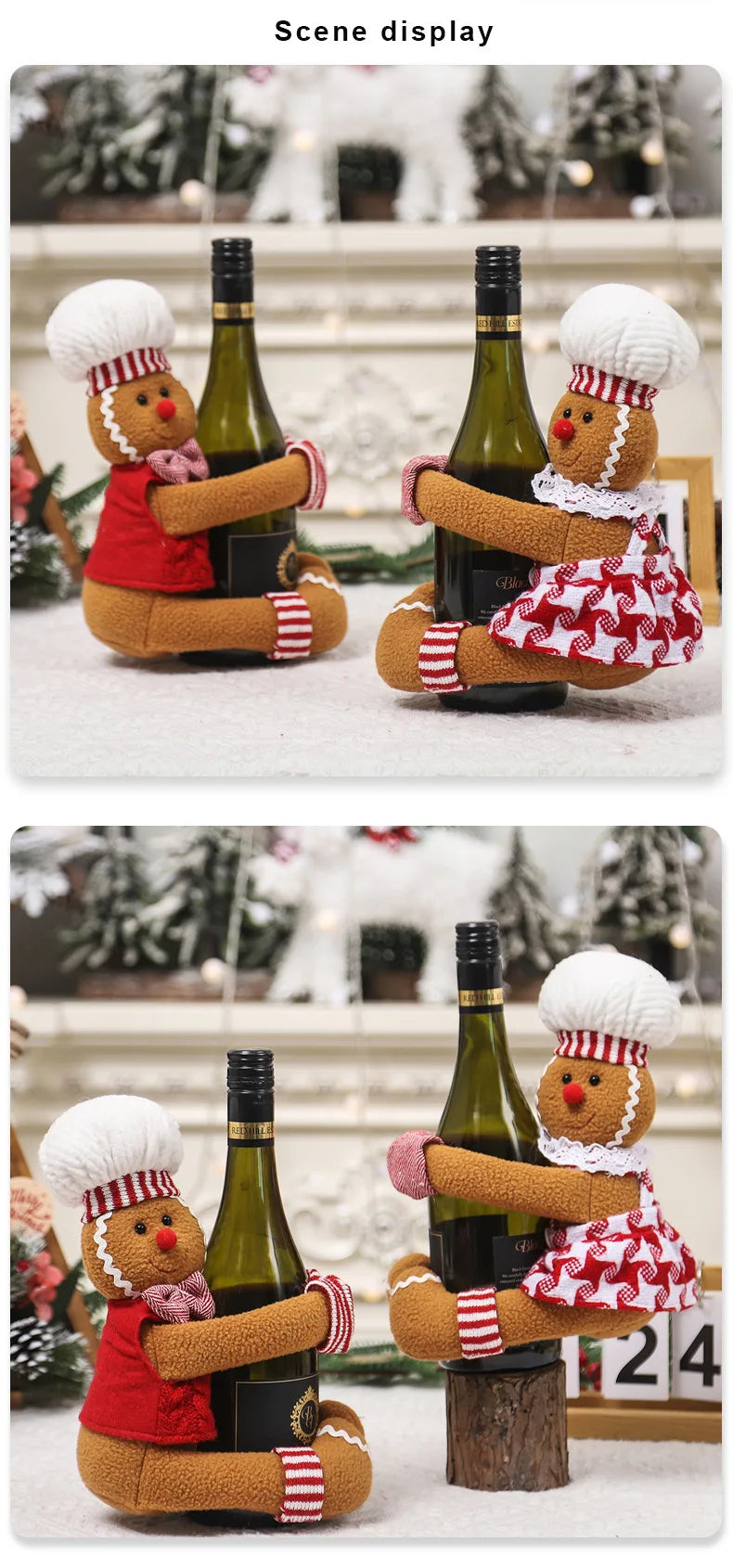 Christmas decoration supplies couple gingerbread man doll wine bottle hug wine bottle sleeve creative wine bottle decoration