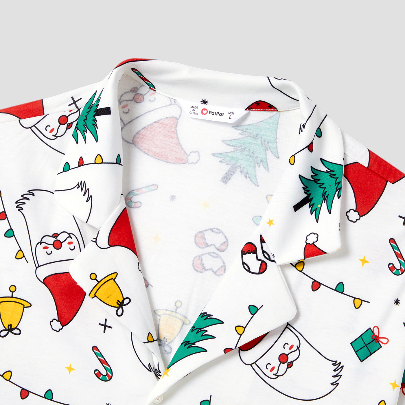 White Santa & Trees Family Matching Christmas Pajama Set