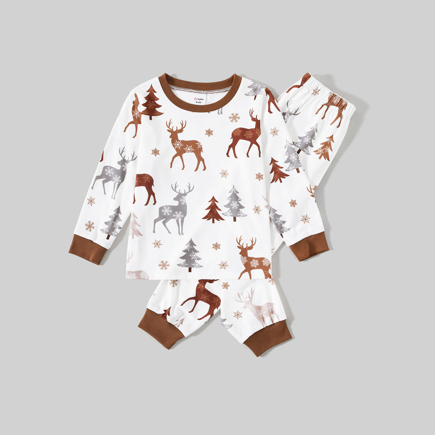 Neutral Reindeer & Trees Print Family Christmas Pajamas