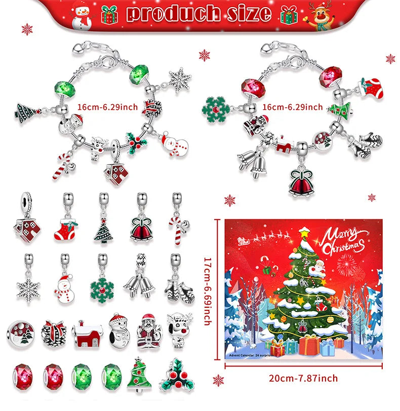 Christmas Advent Calendar- Snowman and Santa Claus Bracelet