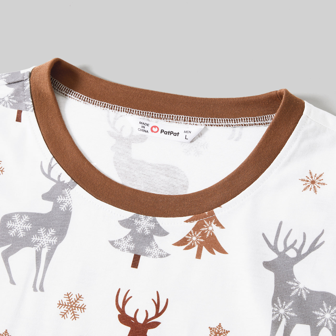 Neutral Reindeer & Trees Print Family Christmas Pajamas