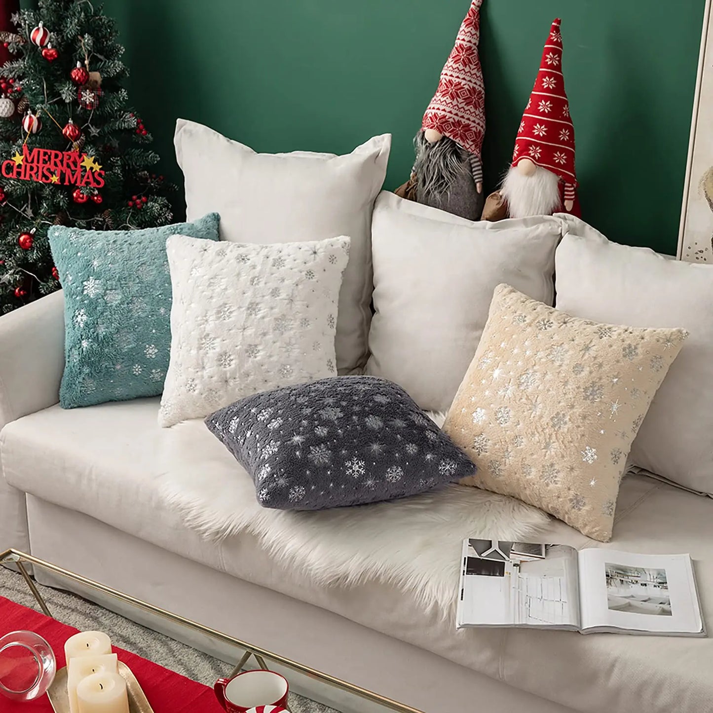 Plush Snowflake Pillow Cover