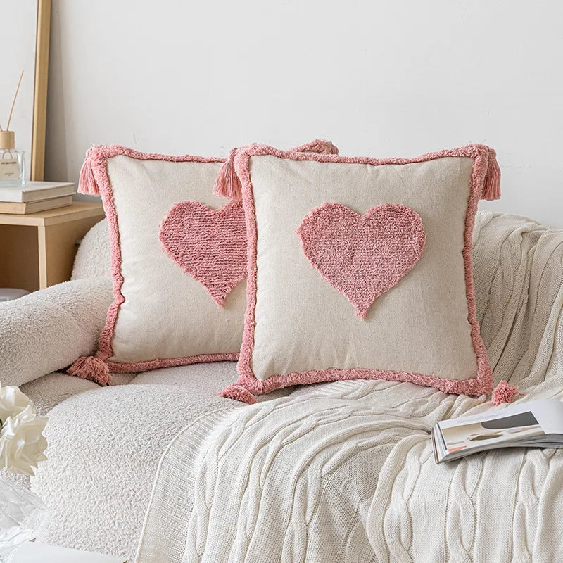 Nordic Pink Valentine's Day Pillow Cover