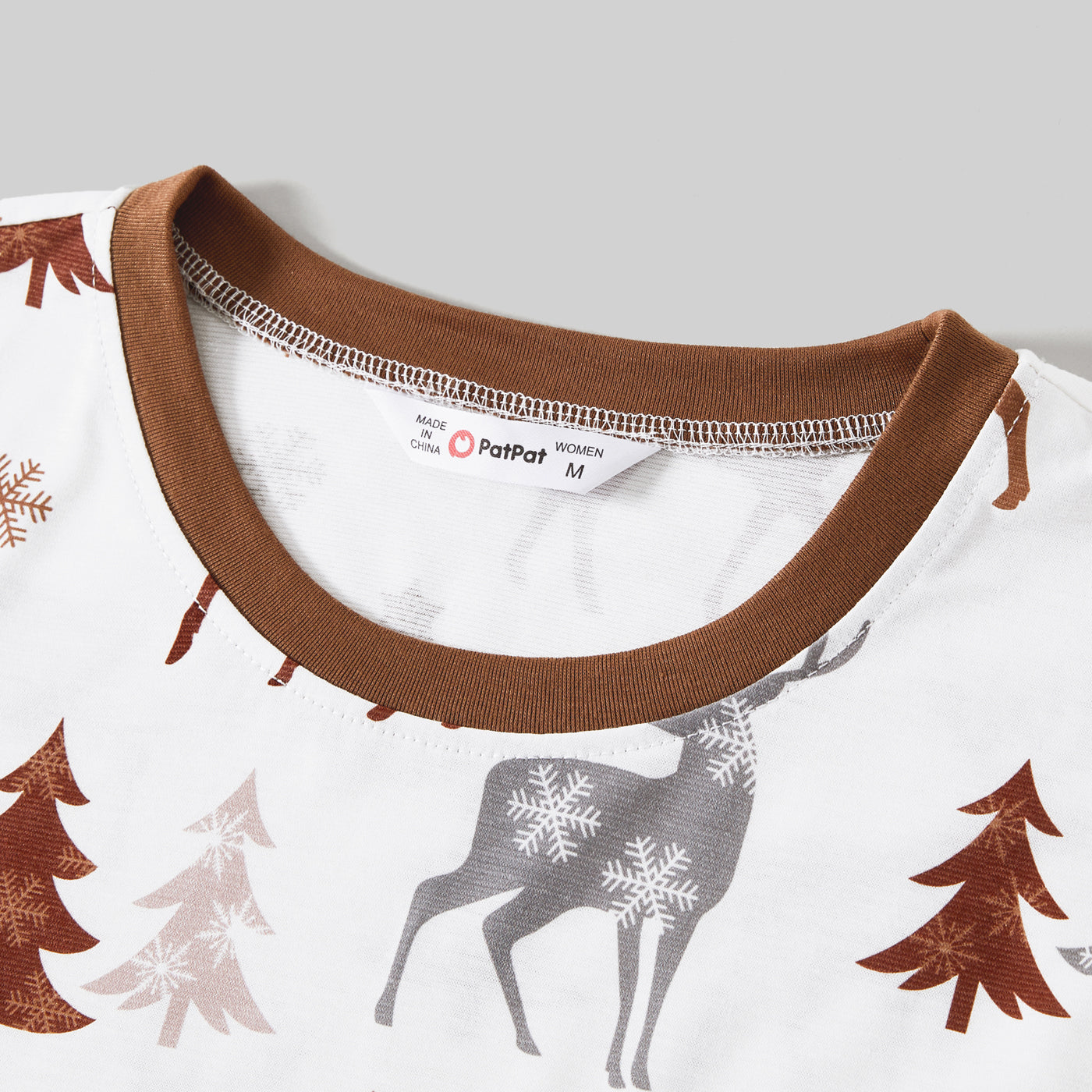 Neutral Reindeer & Trees Print Family Christmas Pajamas