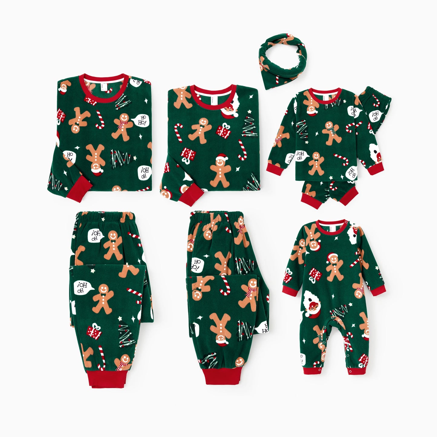 Green Gingerbread Family Christmas Pajama Set