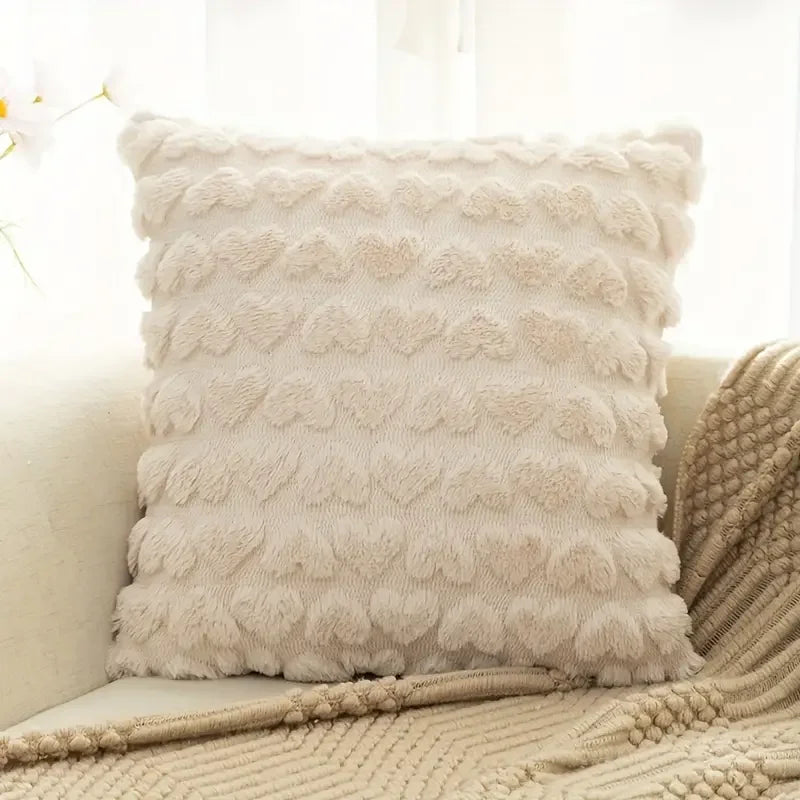 Love Heart Plush Pillow Cover