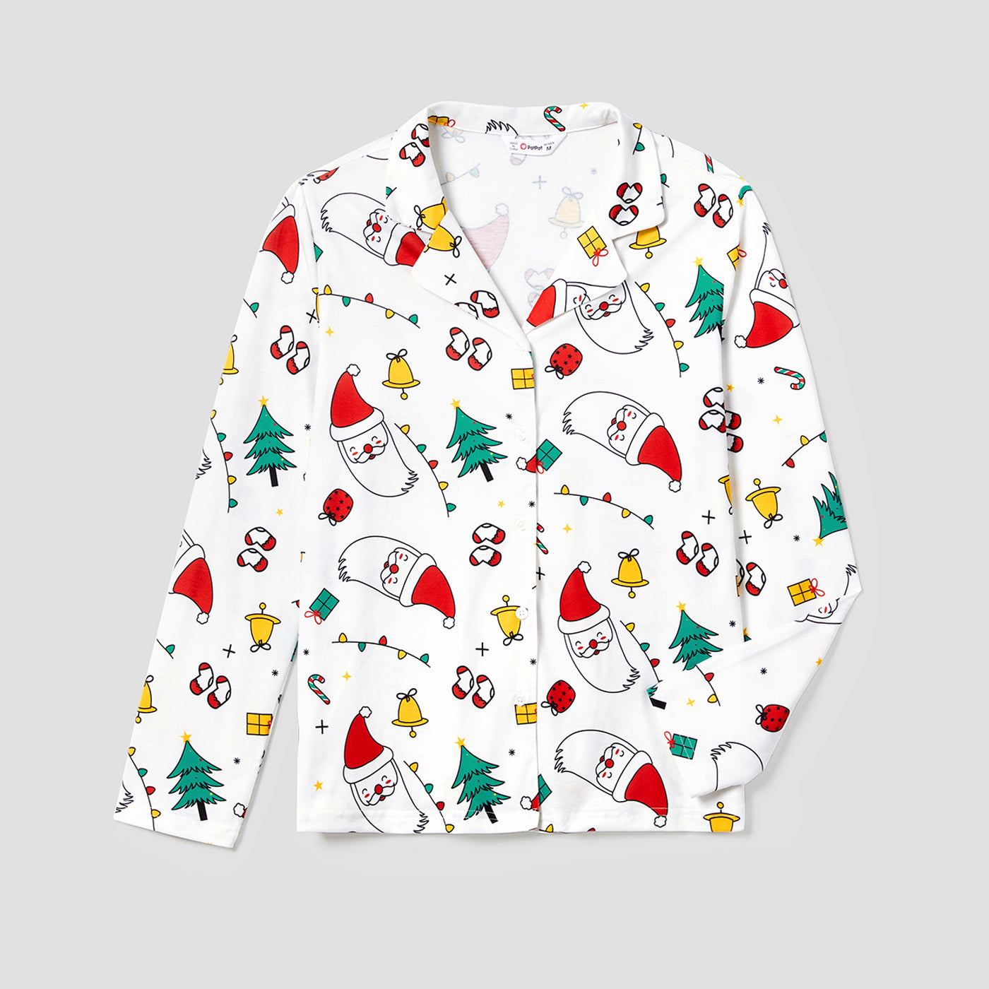 White Santa & Trees Family Matching Christmas Pajama Set