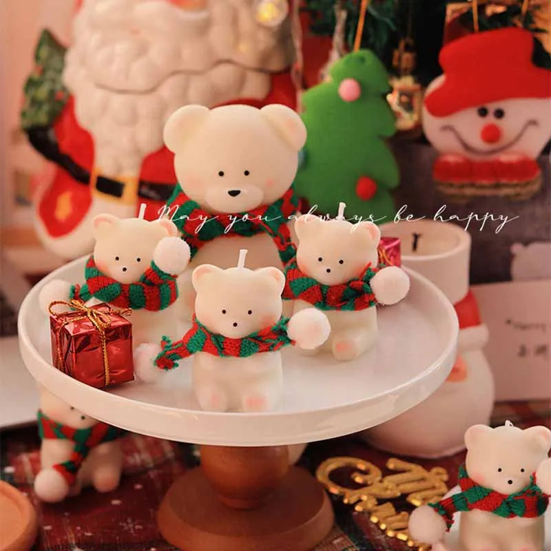 Cute Christmas Bear Candle