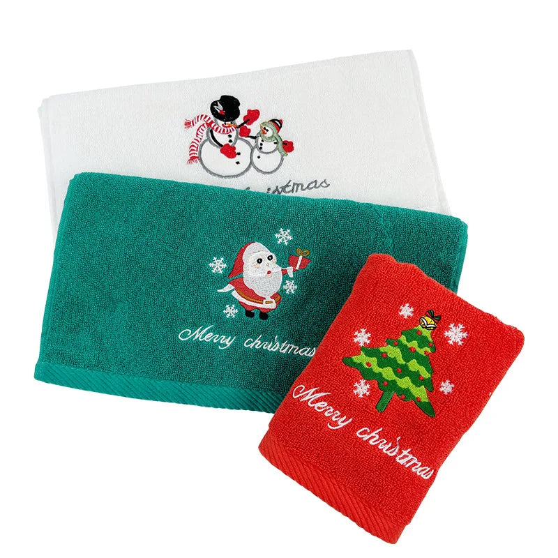 Coral Fleece Absorbent Microfiber Christmas Tree, Santa or Snowman Face Towel