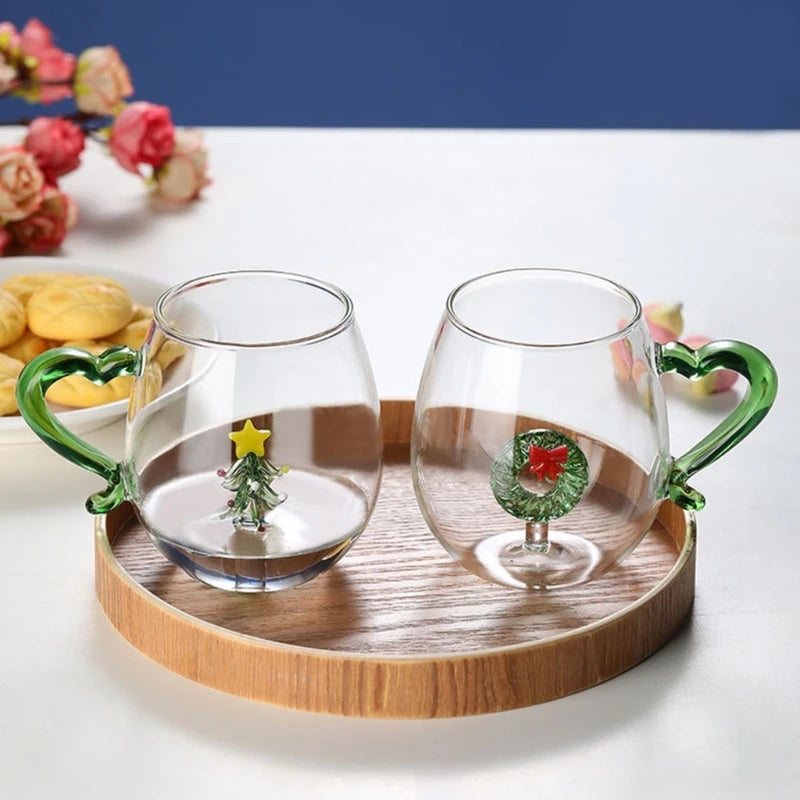 3D Christmas Festive Glass Cup