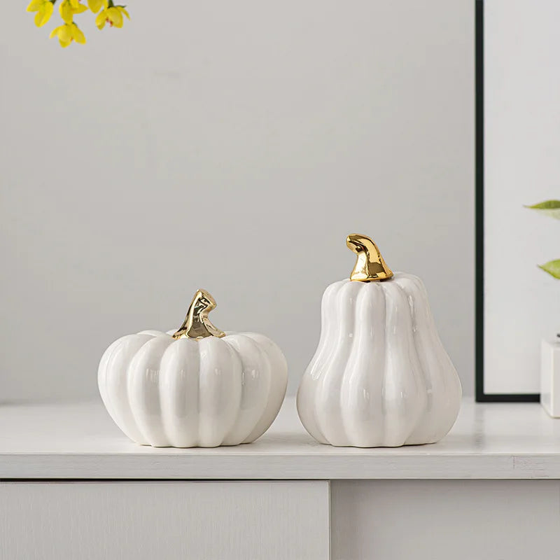 Nordic Creative White Ceramic Pumpkin Decor