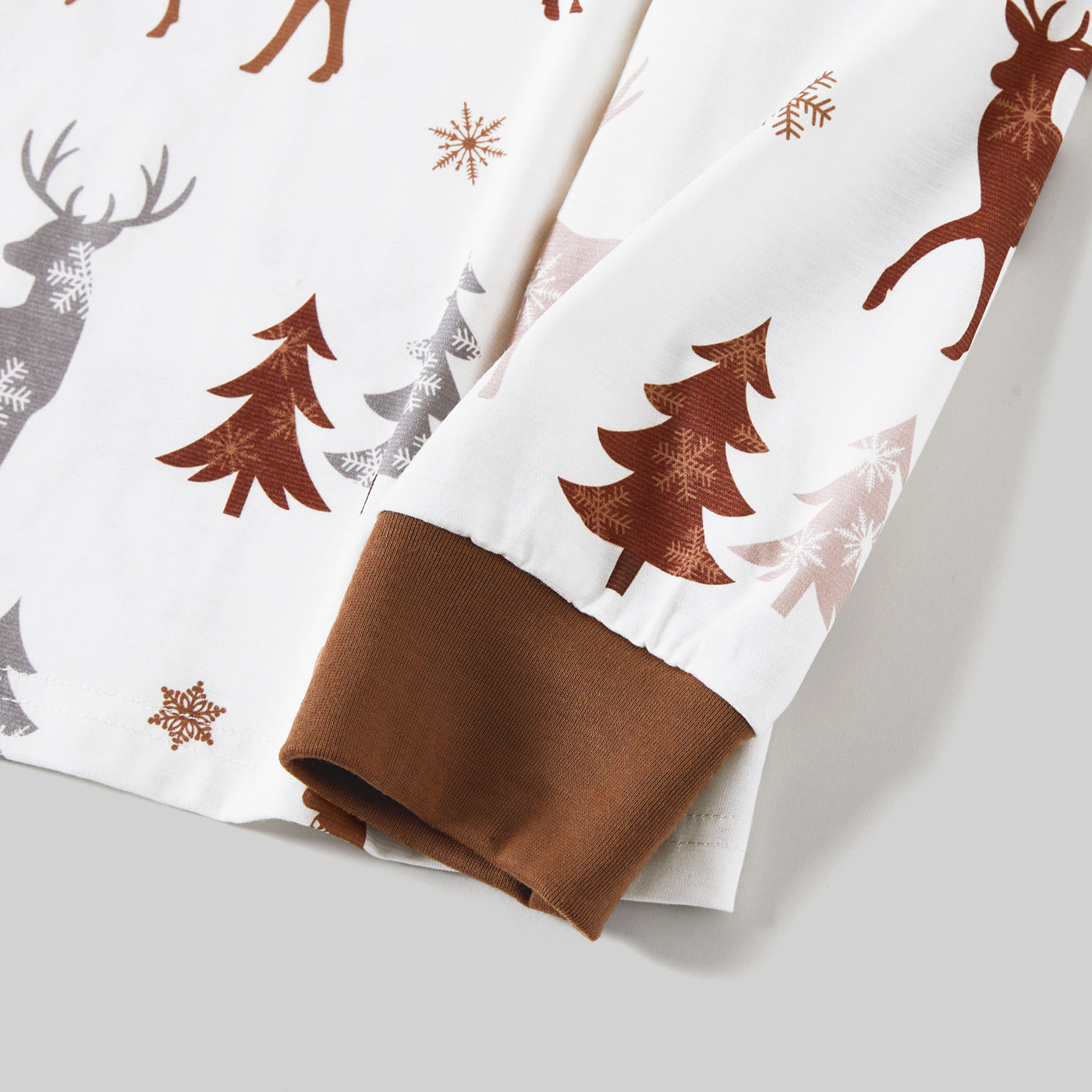 Neutral Reindeer & Trees Print Family Christmas Pajamas