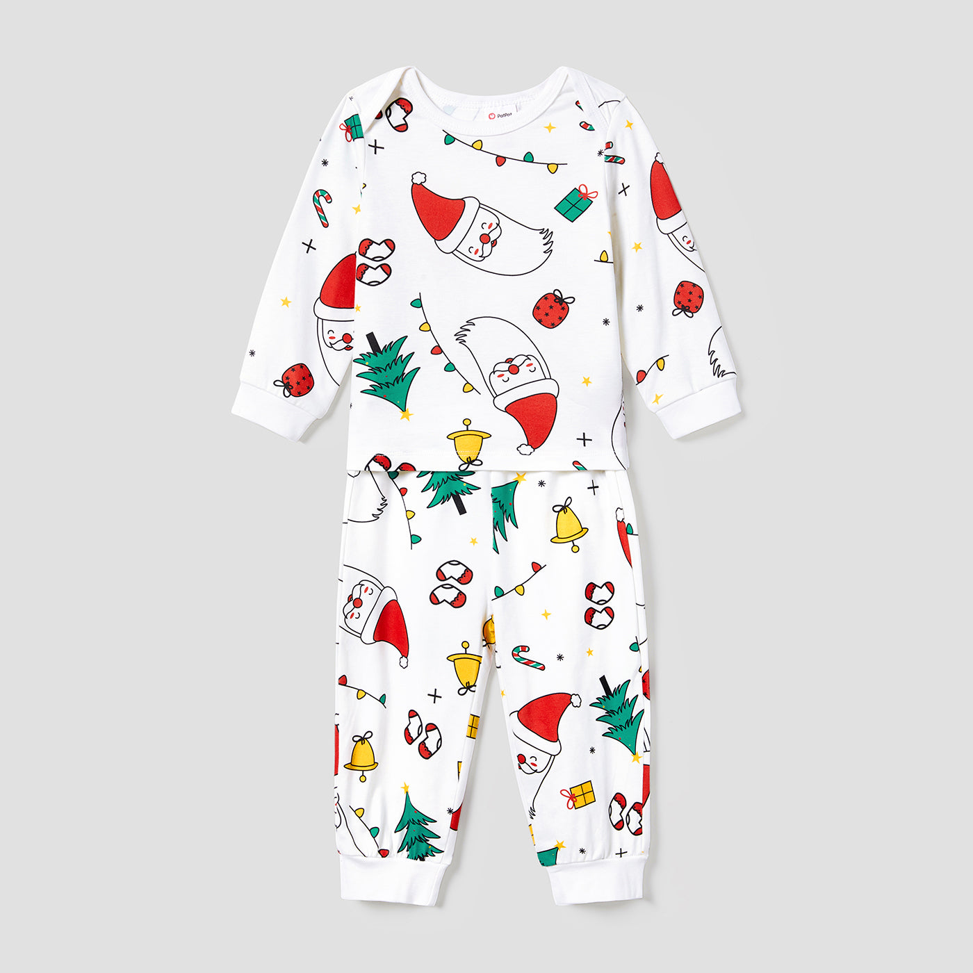 White Santa & Trees Family Matching Christmas Pajama Set