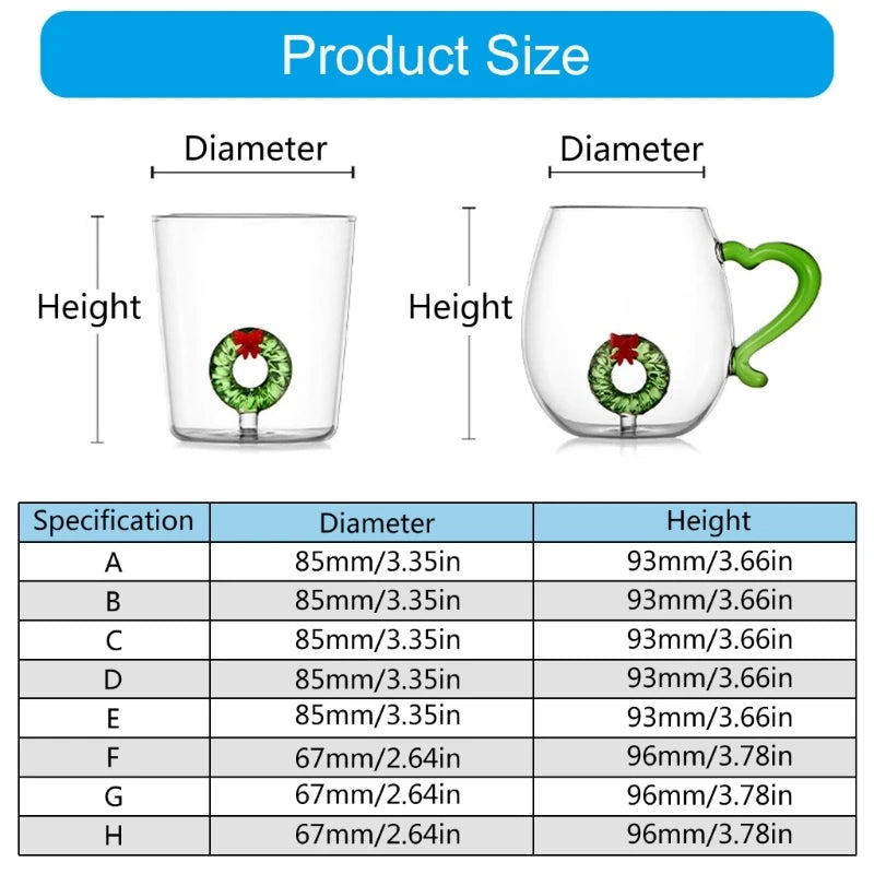 3D Christmas Festive Glass Cup