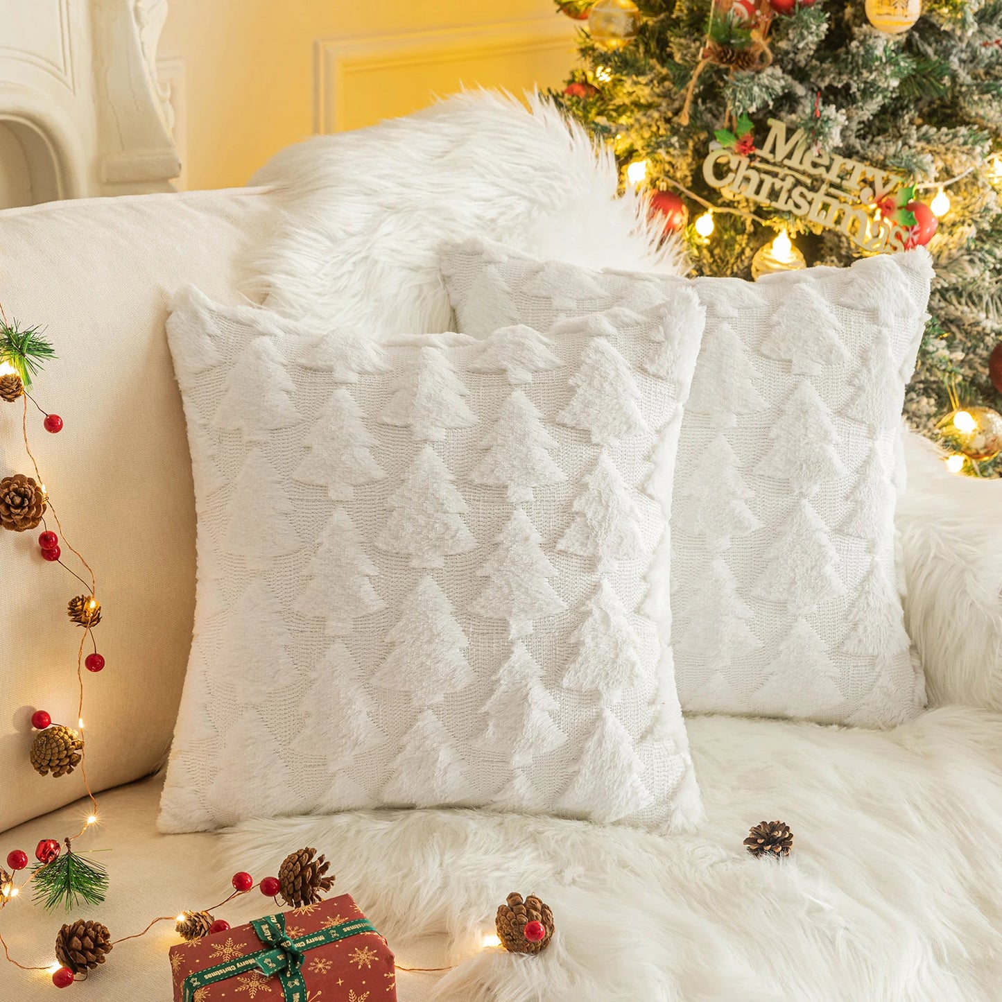 Christmas Tree or Snowflake Pillow Covers- set of 2