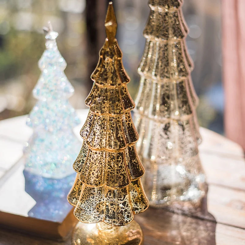 Glass Christmas Tree Lighted Decor