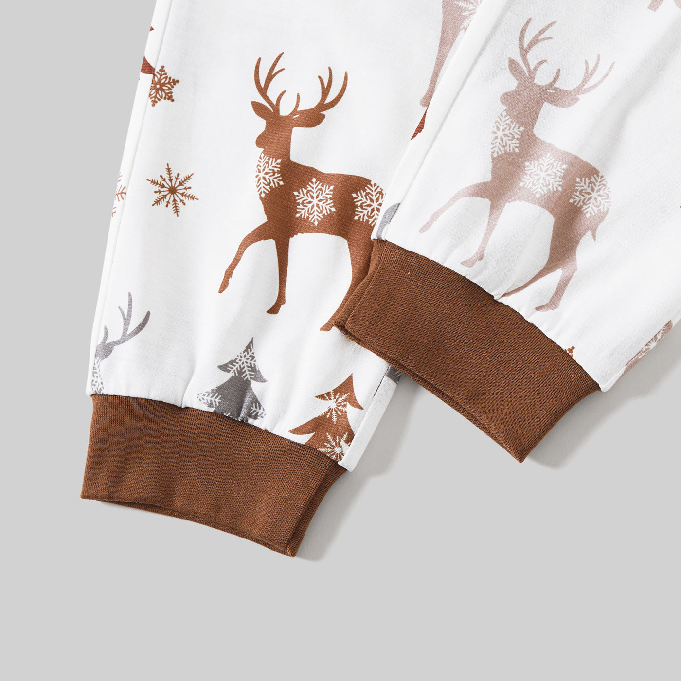 Neutral Reindeer & Trees Print Family Christmas Pajamas