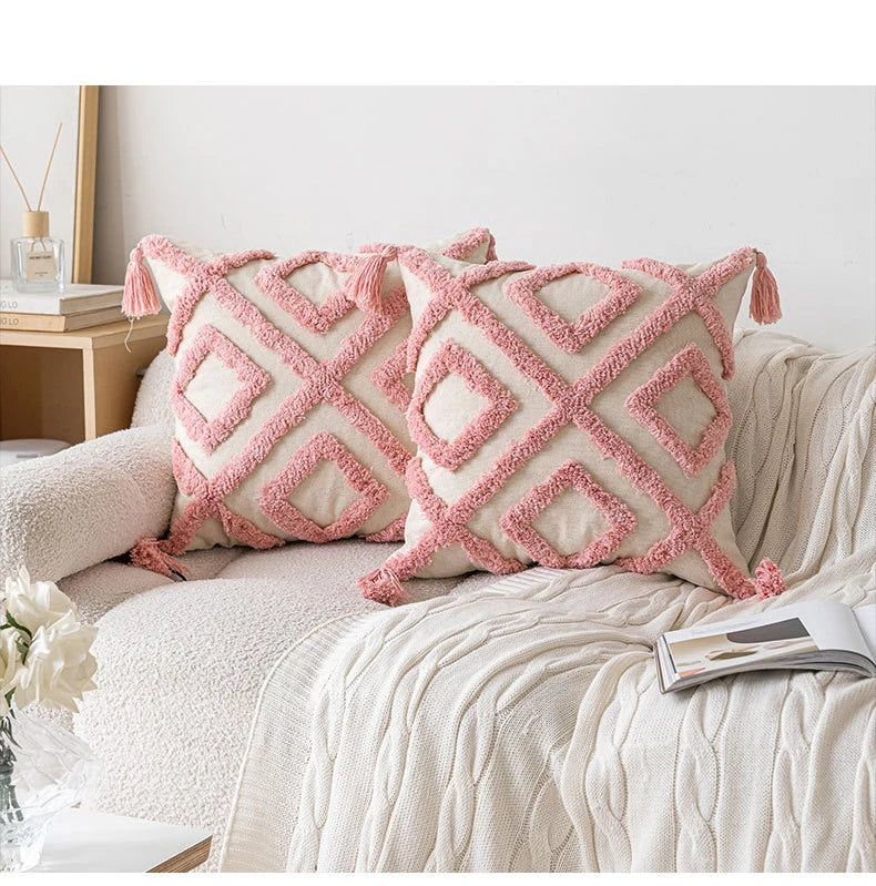 Nordic Pink Valentine's Day Pillow Cover