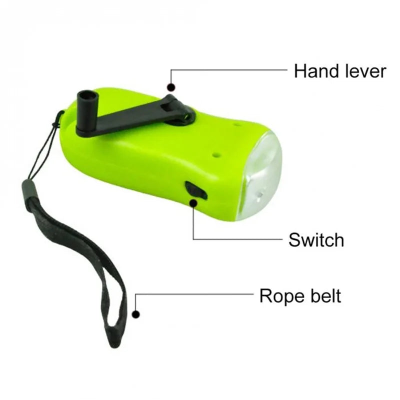 Mini Solar Power LED Hand Pressing Crank Dynamo Flashlight