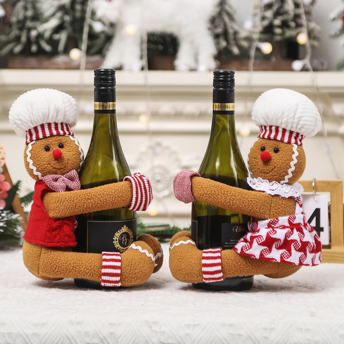 Christmas decoration supplies couple gingerbread man doll wine bottle hug wine bottle sleeve creative wine bottle decoration