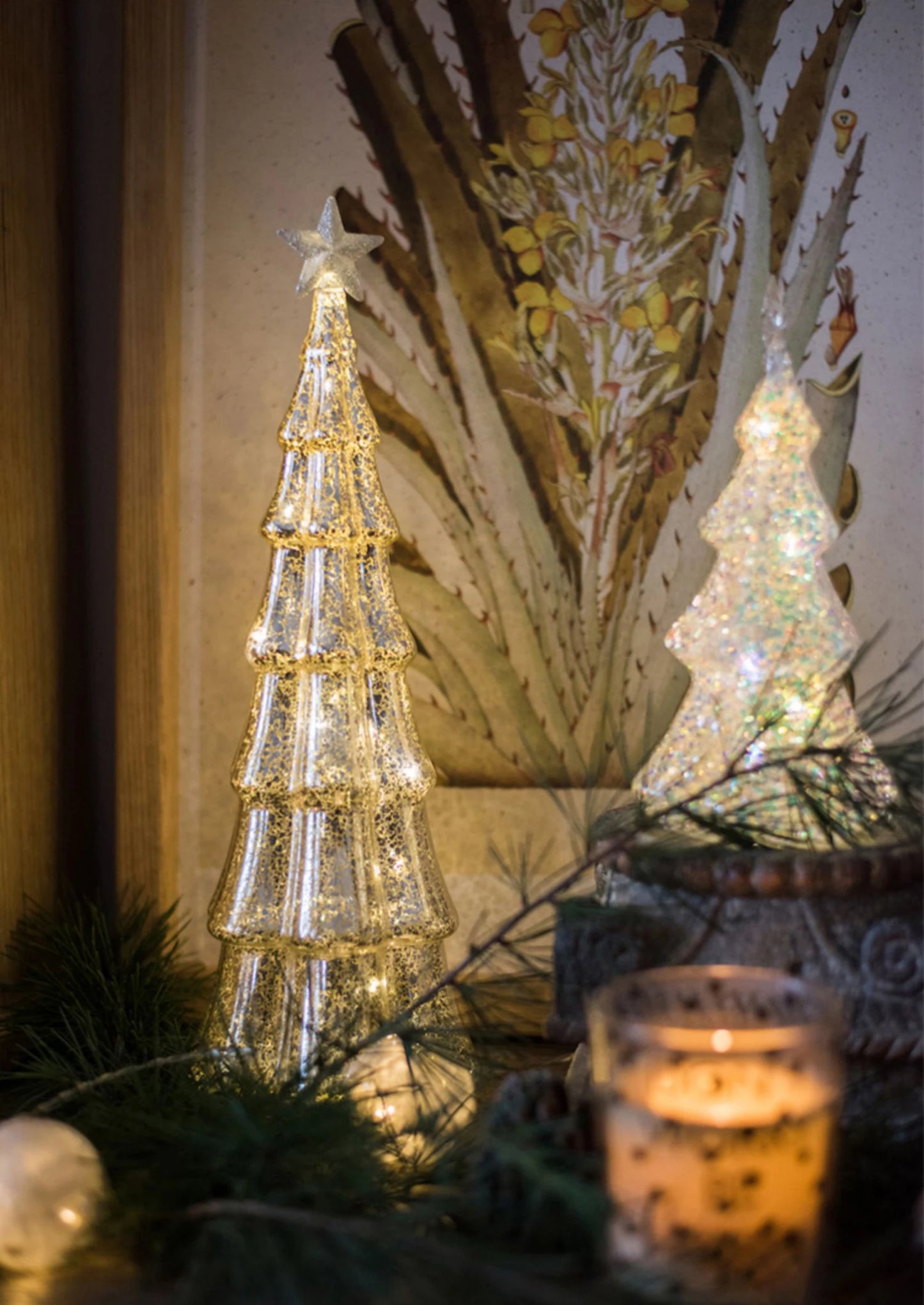 Glass Christmas Tree Lighted Decor