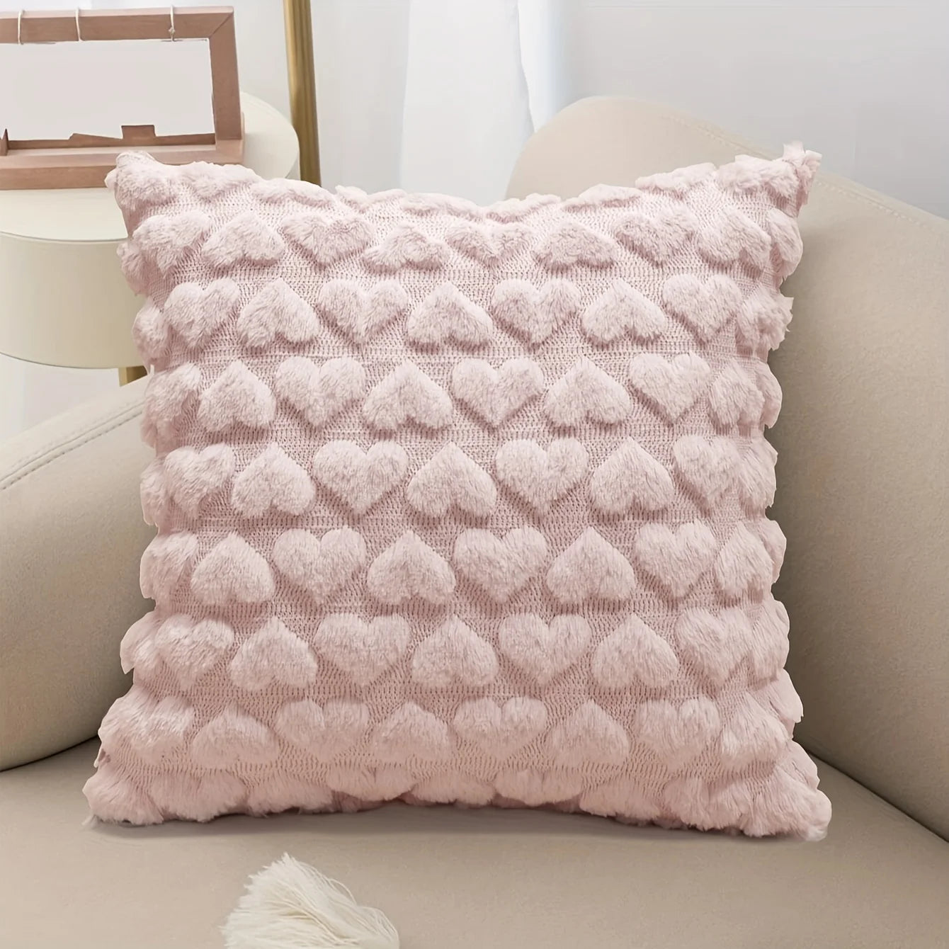 Love Heart Plush Pillow Cover