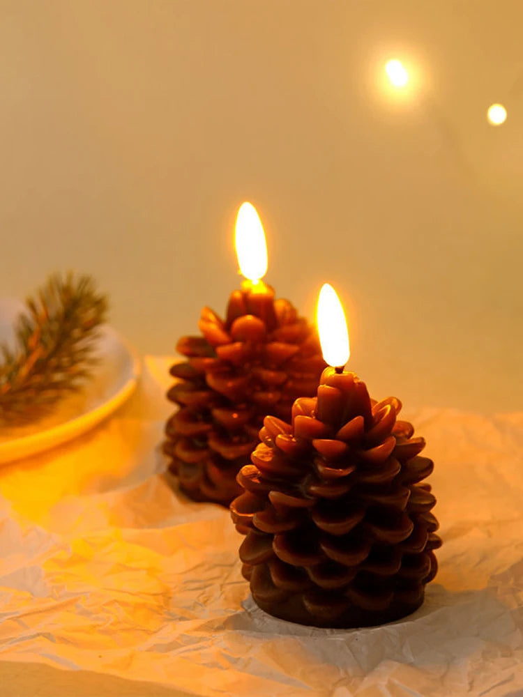 LED Flameless Pinecone Candle