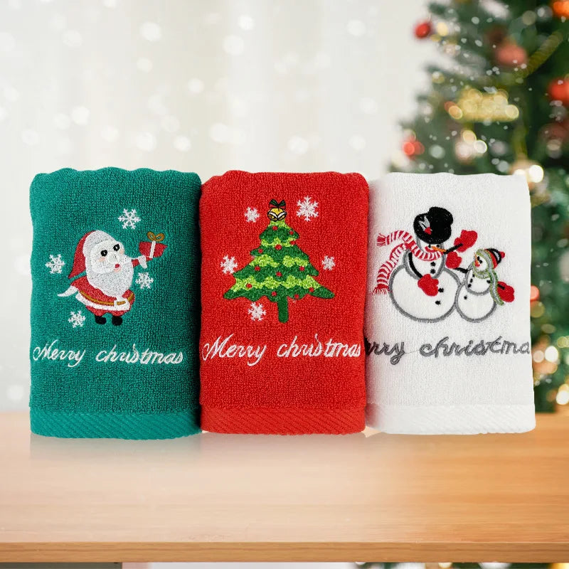 Coral Fleece Absorbent Microfiber Christmas Tree, Santa or Snowman Face Towel