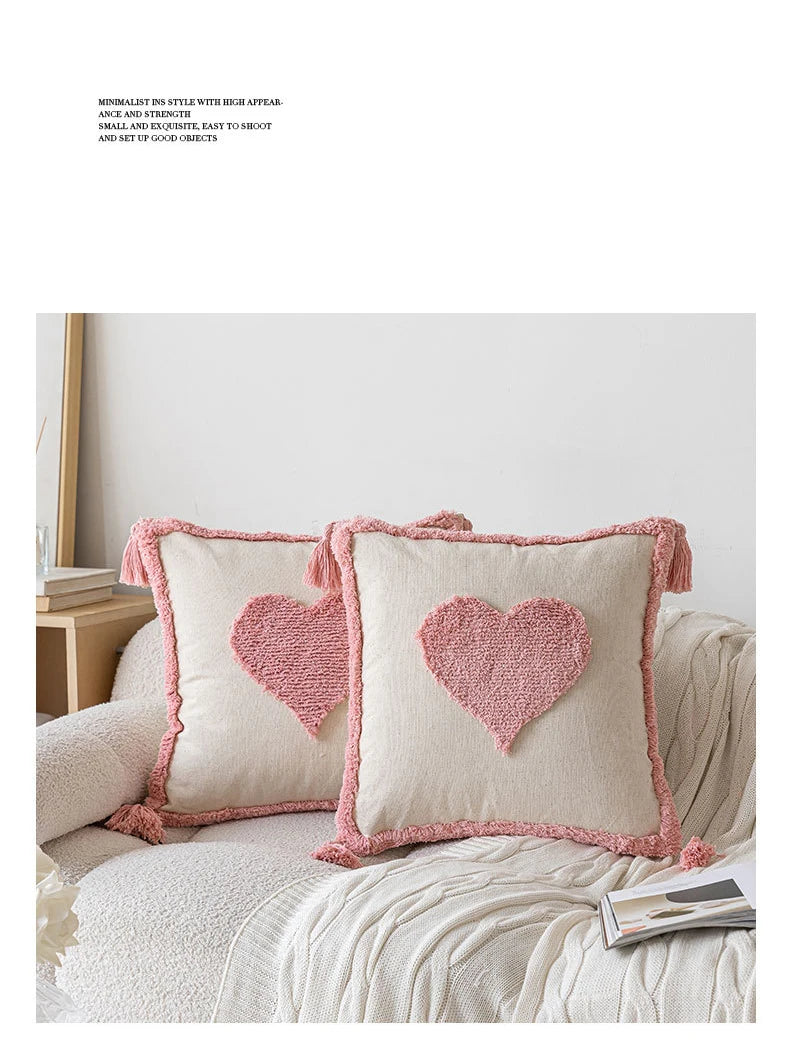 Nordic Pink Valentine's Day Pillow Cover