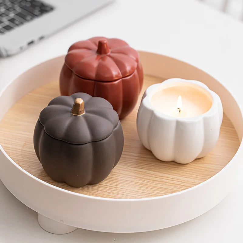 Ceramic Pumpkin Candle Cups