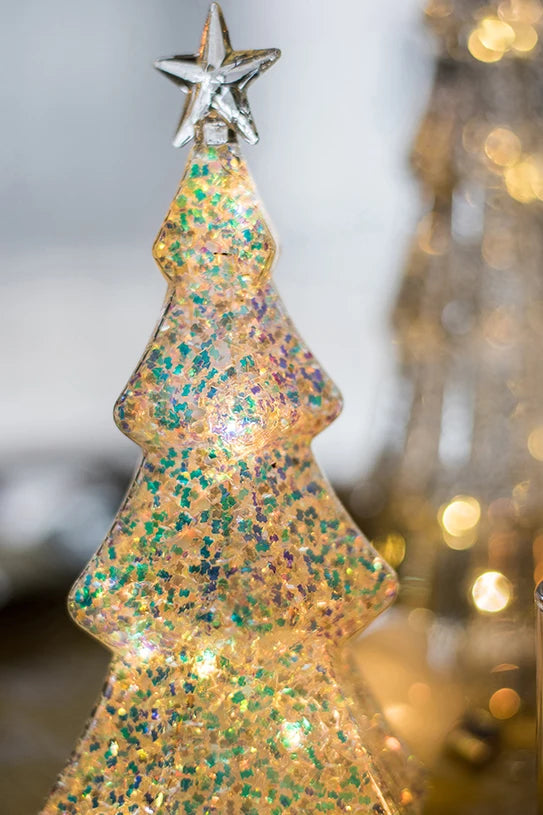 Glass Christmas Tree Lighted Decor