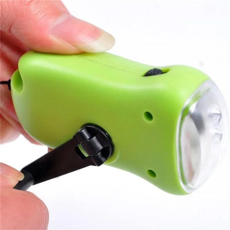 Mini Solar Power LED Hand Pressing Crank Dynamo Flashlight