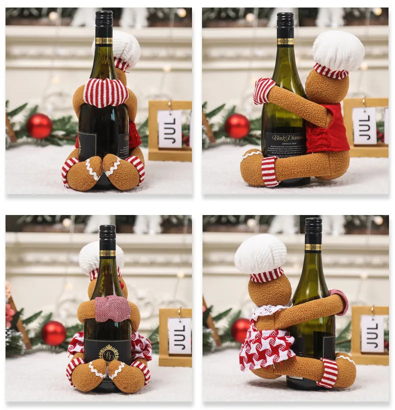 Christmas decoration supplies couple gingerbread man doll wine bottle hug wine bottle sleeve creative wine bottle decoration