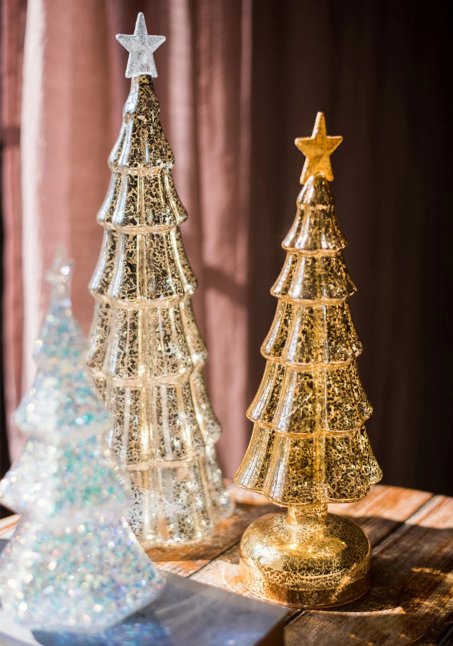 Glass Christmas Tree Lighted Decor