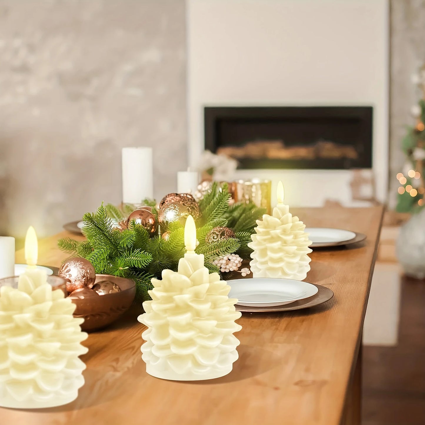 LED Flameless Pinecone Candle