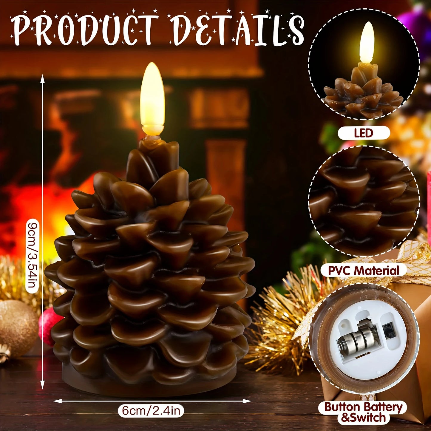 LED Flameless Pinecone Candle