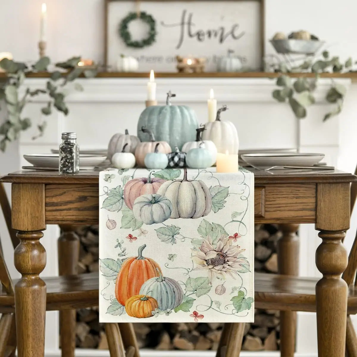 Table Runner- Pumpkins & Flowers