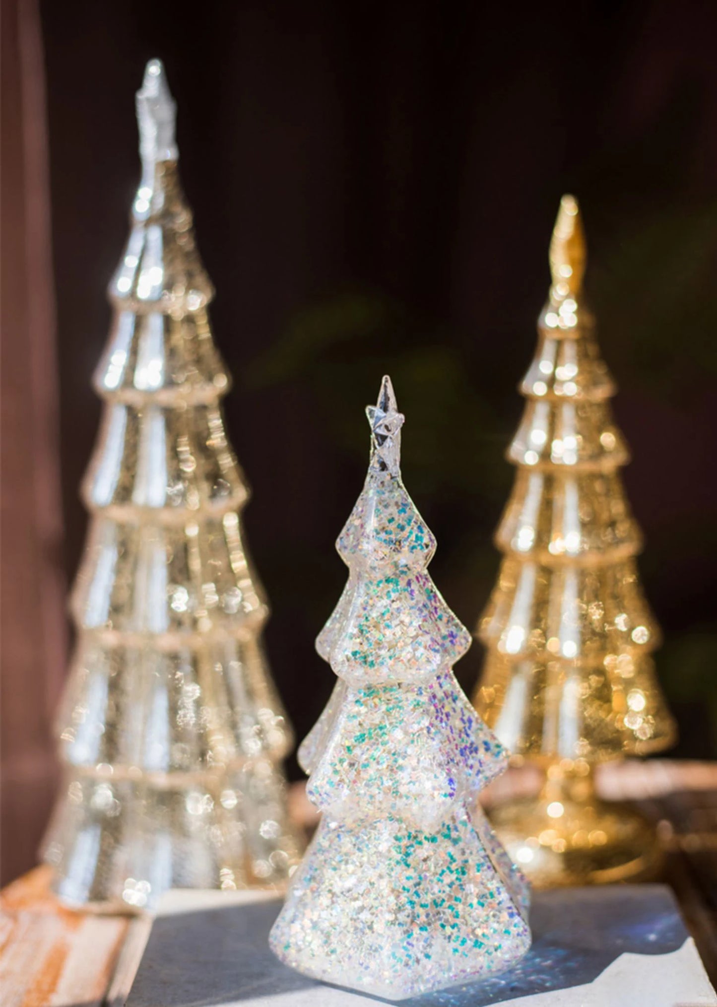 Glass Christmas Tree Lighted Decor