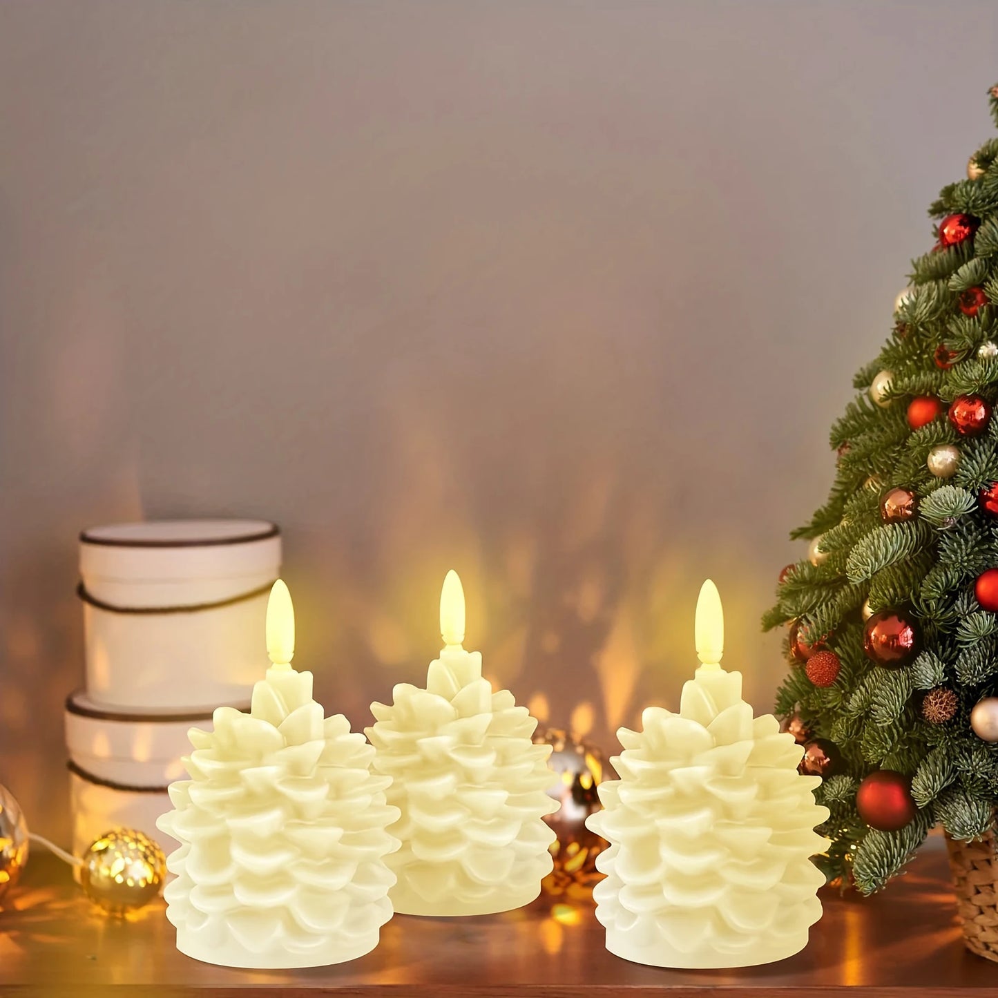 LED Flameless Pinecone Candle