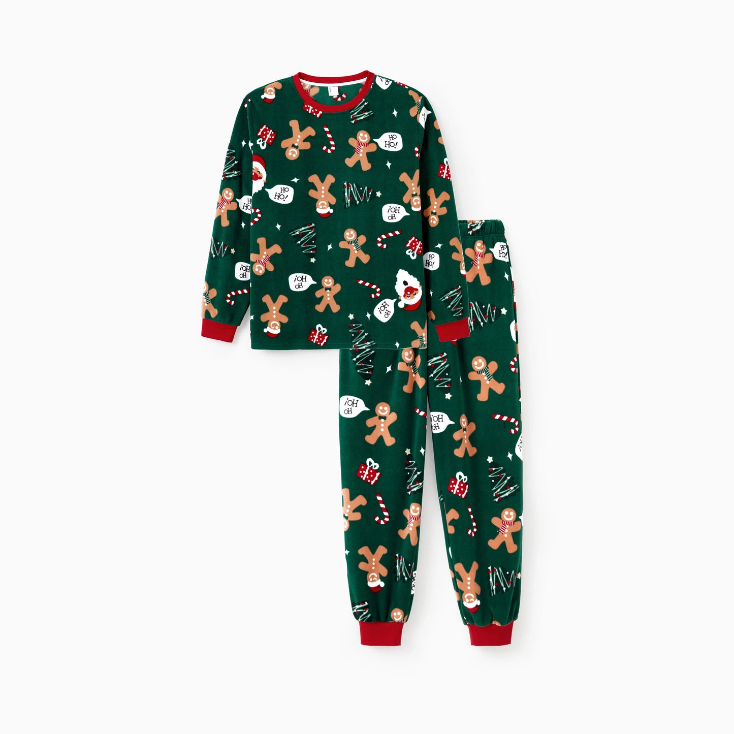 Green Gingerbread Family Christmas Pajama Set