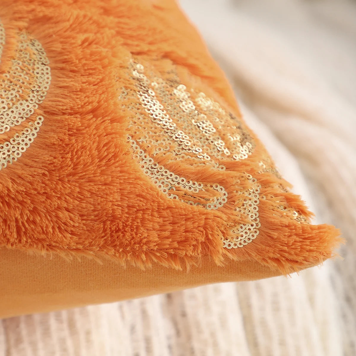 Embroidered Pumpkin Pillow Cover