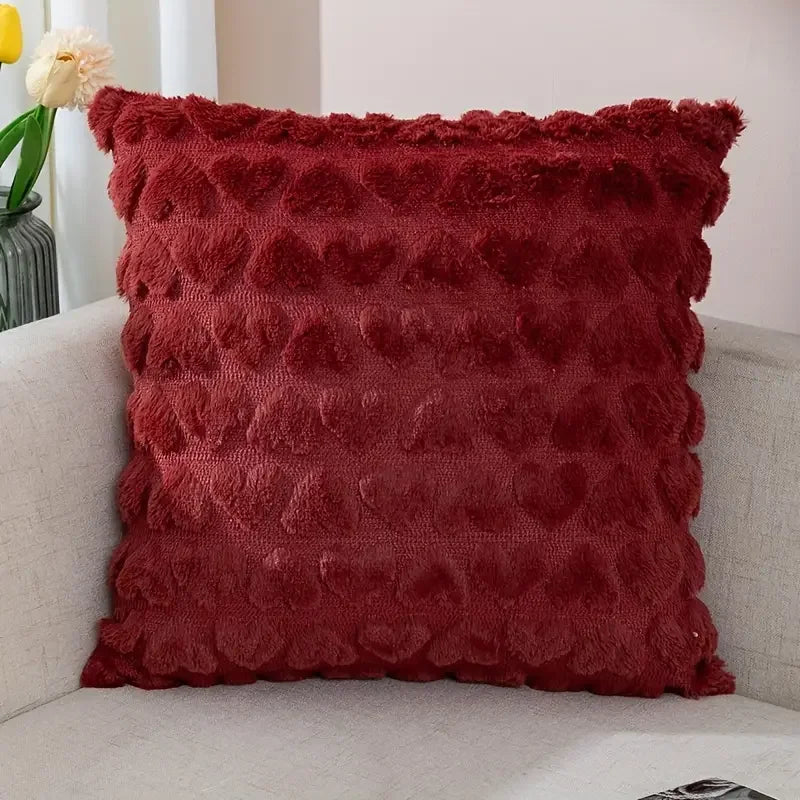 Love Heart Plush Pillow Cover