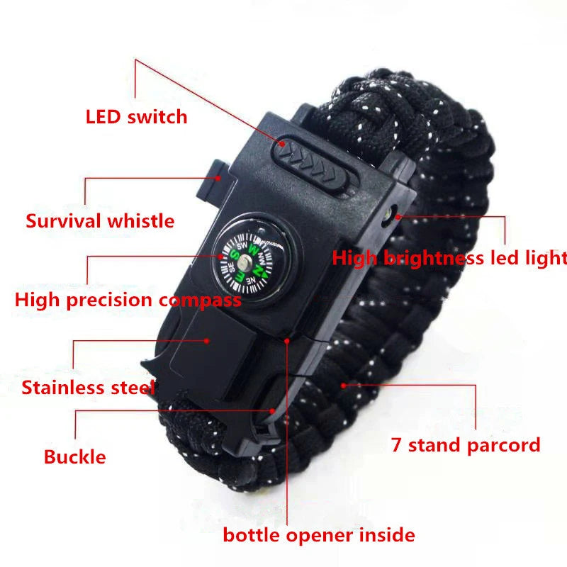 Emergency Paracord Rope LED Light Survival Bracelet