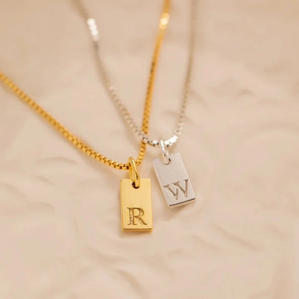 Initial Necklace Engraved A-Z