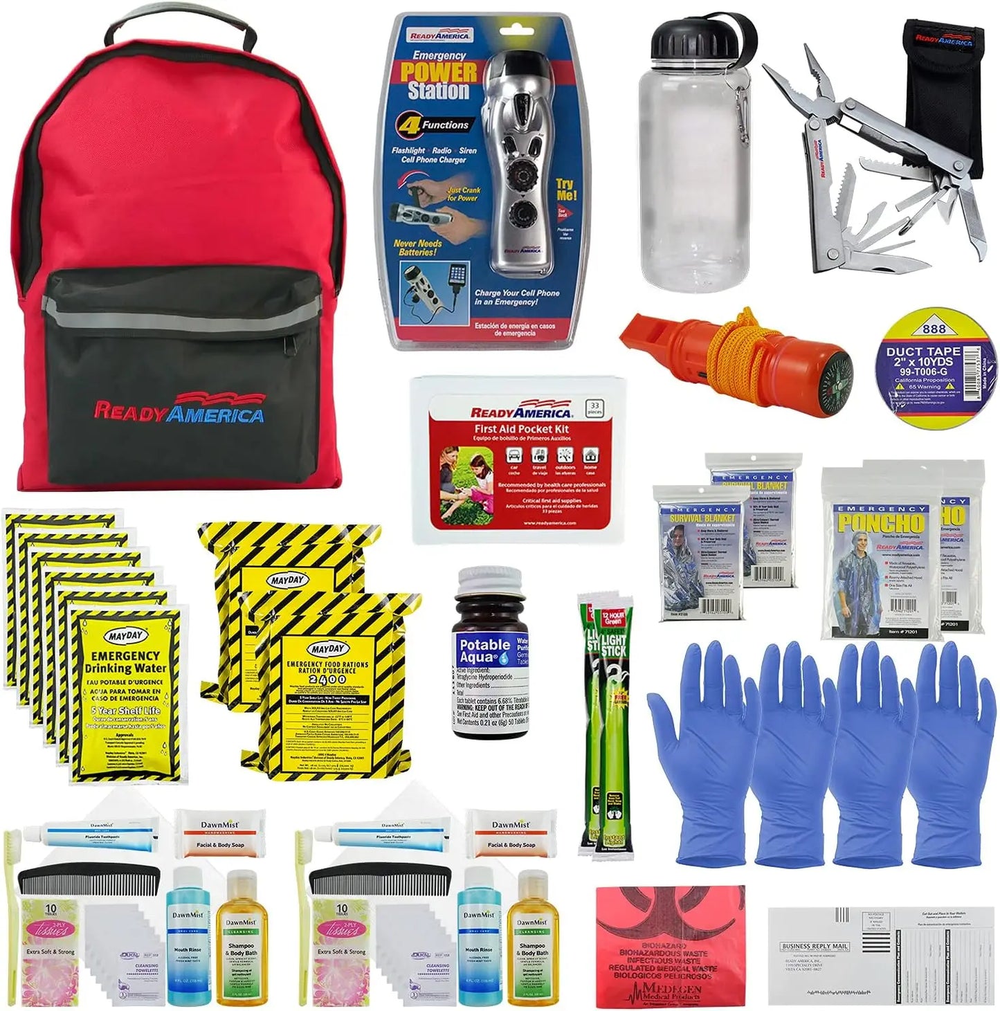 72 Hour Deluxe Emergency Kit Go Bag, 2-Person 3-Day Backpack