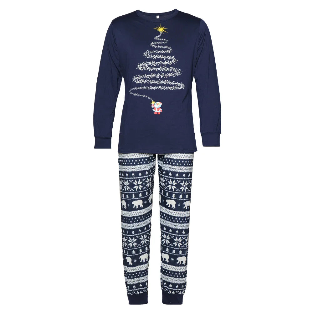 Red or Navy and White Christmas Tree Family Pajama Set