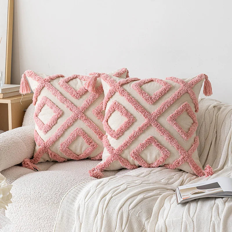 Nordic Pink Valentine's Day Pillow Cover