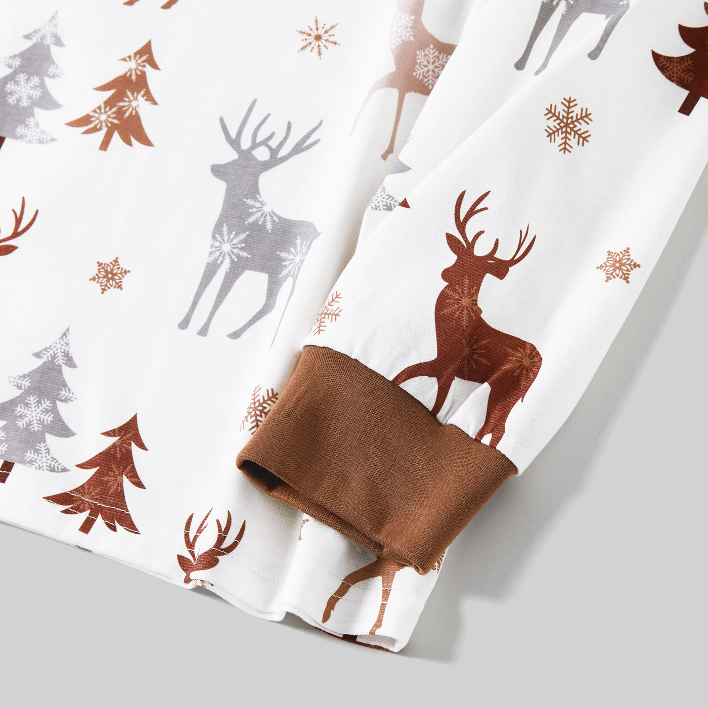 Neutral Reindeer & Trees Print Family Christmas Pajamas