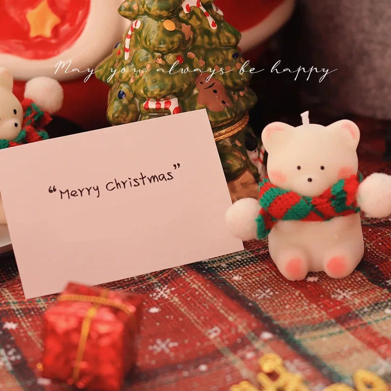 Cute Christmas Bear Candle